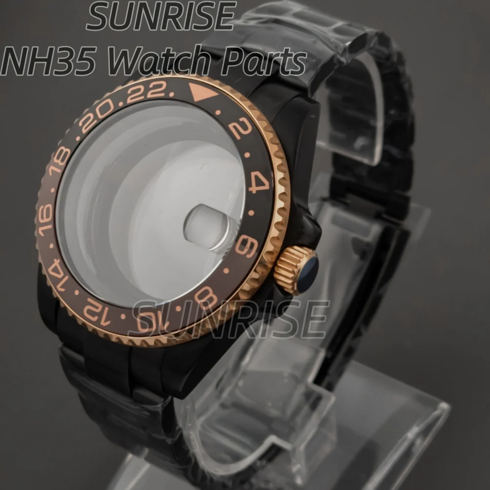 

40mm Watch Case Oyster Watchband 28.5mm Dial Hands Waterproof Compatible with SUB GMT Yacht-Master NH34/NH35/NH36 Movement