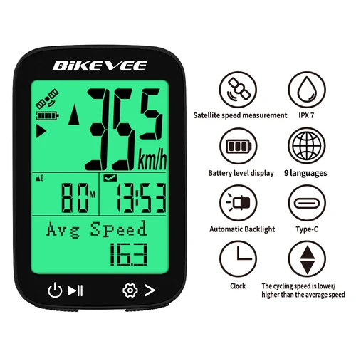 Imagen 2 del producto Ordenador inteligente inalámbrico con GPS para bicicleta, ordenador ligero resistente al agua, velocímetro, odómetro, accesorios para bicicleta