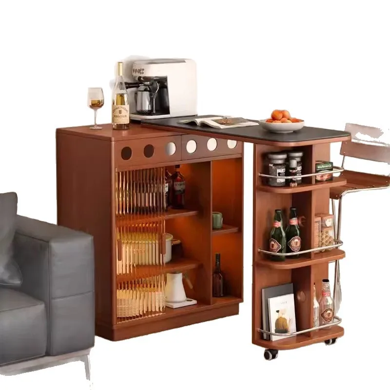 طاولة بار من الخشب الصلب، وخزانة طاولة، وتخزين، وخزانة جانبية لتناول الطعام، ومدخل، وحفلات منزلية صغيرة من تايوان تشونغداو