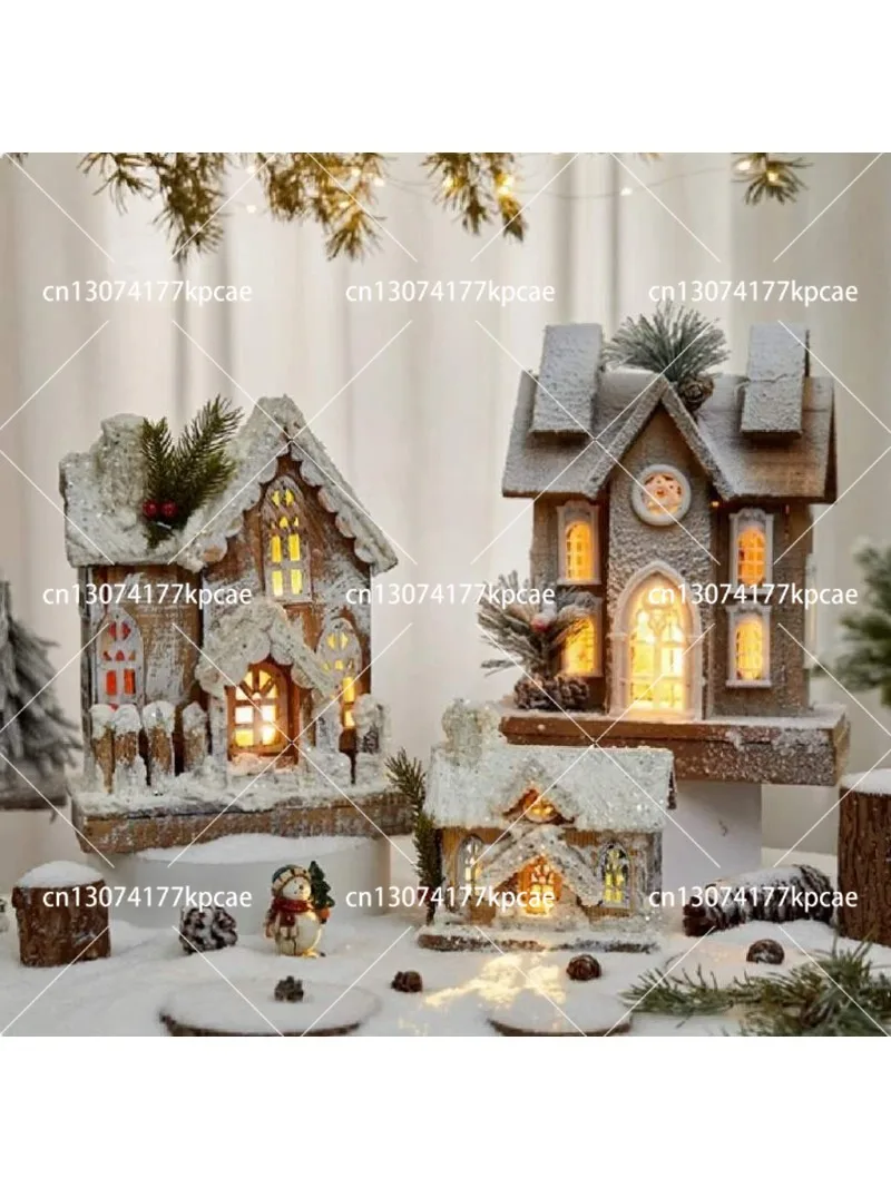 Christmas decoration wooden luminous wooden house romantic hotel scene decoration