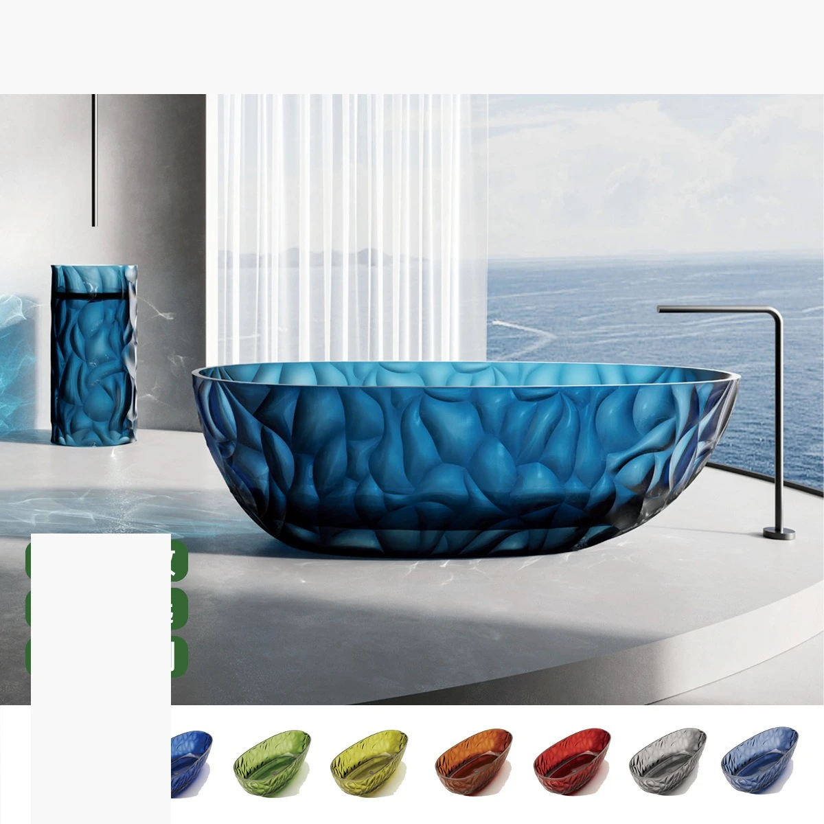 Factory Direct 2026 New round transparent bathtub household egg shaped freestanding bathtub hotel homestay artificial stone bath