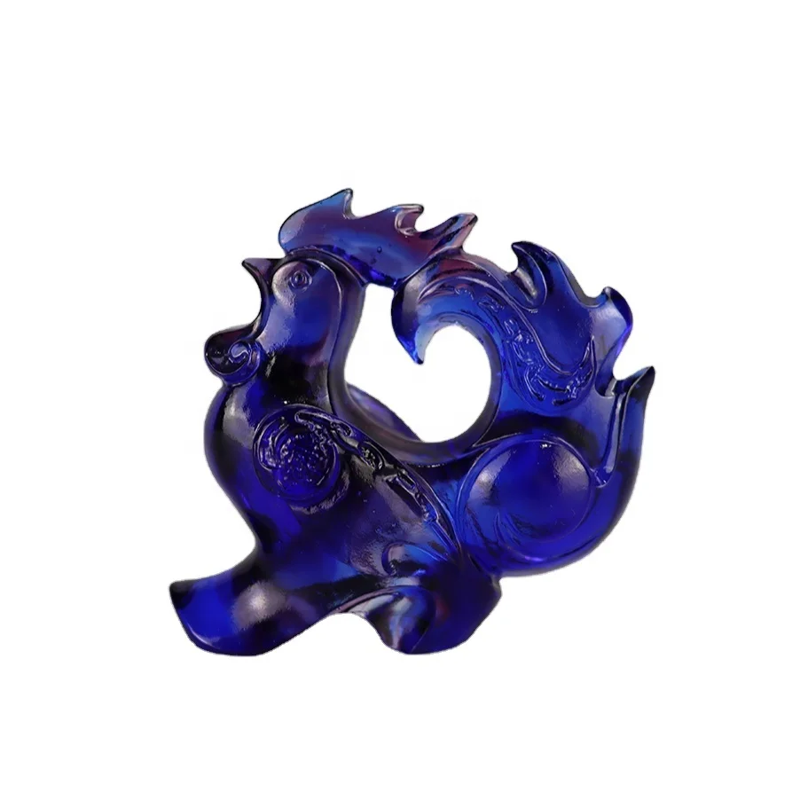 %II*Custom Handcrafted Colored Crystal Rooster Sculpture Luxury Glass Animal Statue for Home Decor