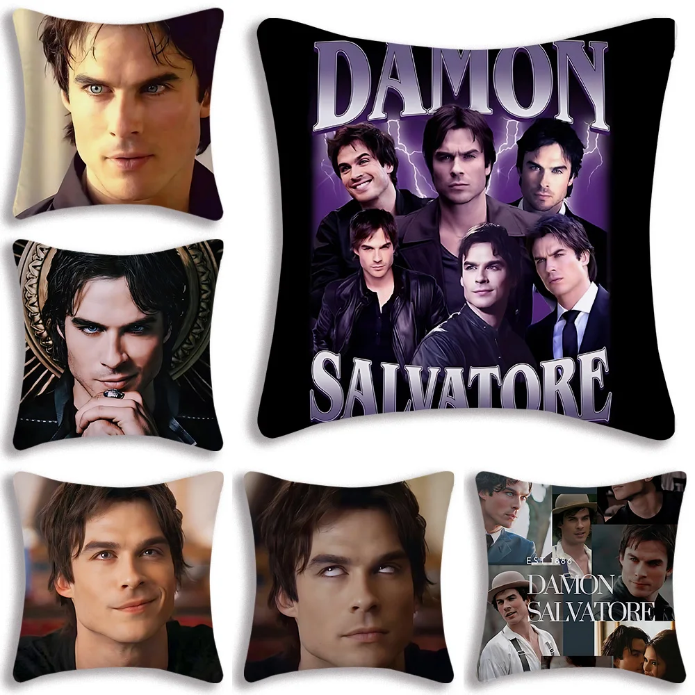 Damon Salvatore Pillow Covers Cartoon Sofa Decorative Home Double-sided Printing Short Plush Cute Cushion Cover