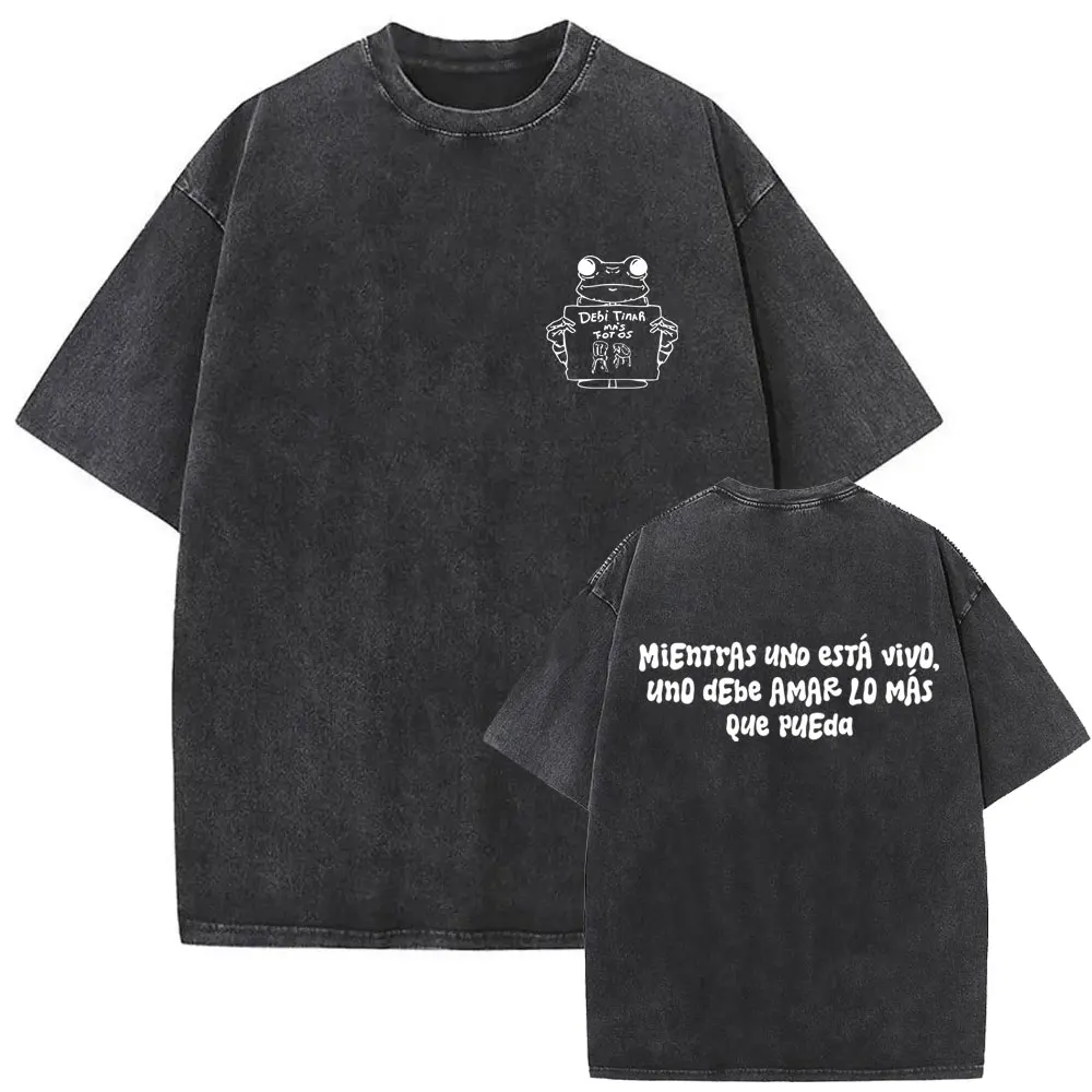 

Hot Sale Rapper Bad Bunny Washed Vintage T-shirt Debi Tirar Mas Fotos DTMF World Tour T Shirt Men Women Fashion Hip Hop T-shirts