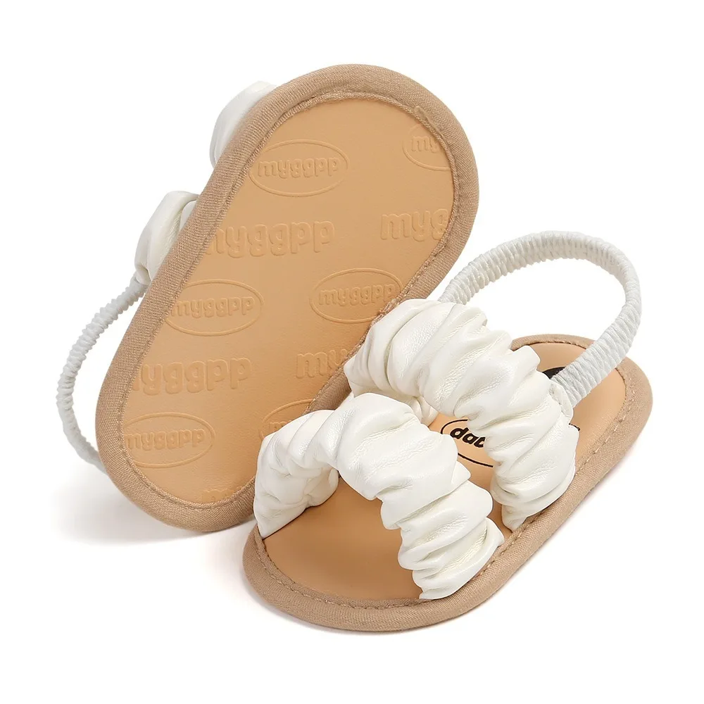 Sandalias antideslizantes para niñas recién nacidas, zapatos de suela suave y ligera con forma de nube, Punta abierta de PU, a la moda