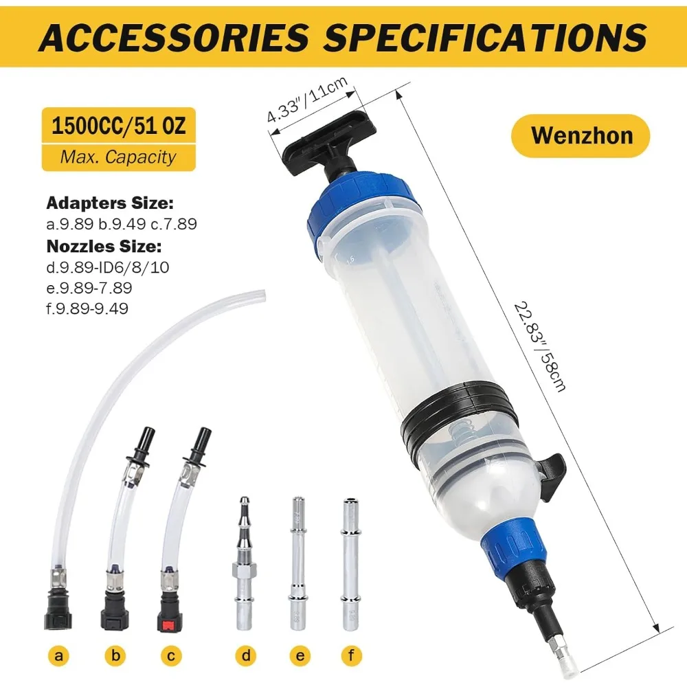 Fluid Extractor, Automotive Fluid Extractor Pump Manual Fuel Suction & Filler, Efficient Oil Extractor Pump (1500ML)