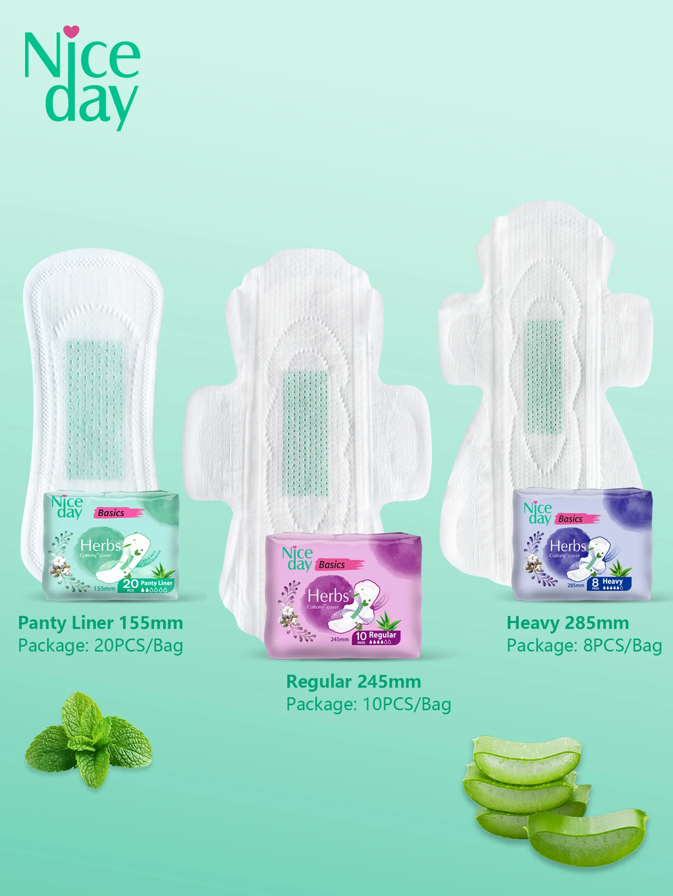 وسادات المناديل الصحية للتبريد والعناية بالأعشاب من Niceday - عبوات متعددة #6