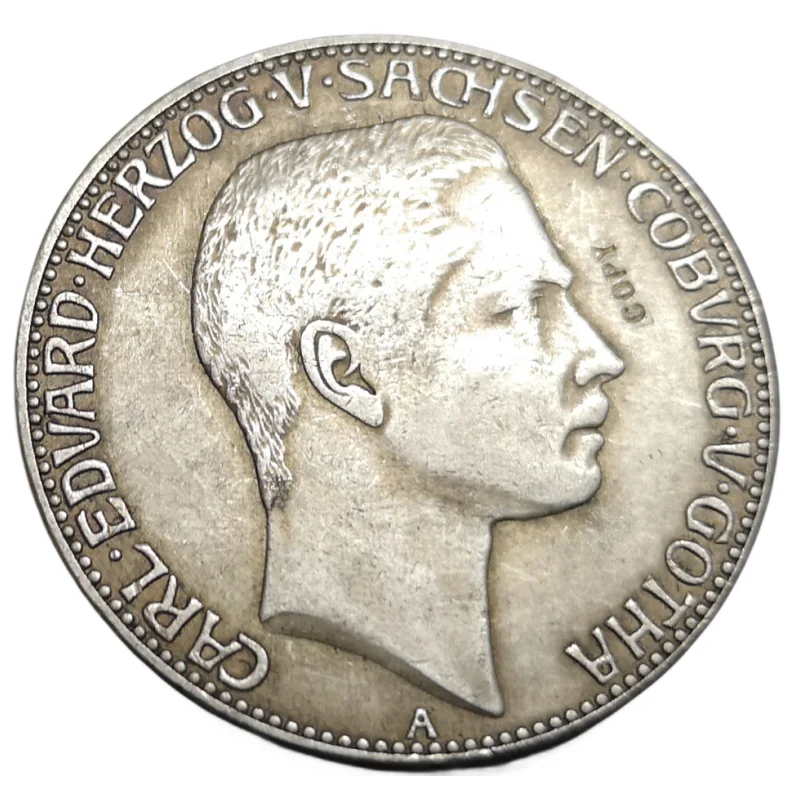 

1907-A Duchy of Saxe-Coburg and Gotha 5 Mark-Karl Eduard Silver Plated Copy Rare coin
