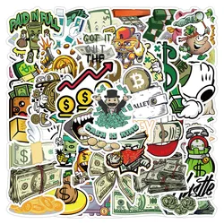 Dinheiro Moeda Graffiti dos desenhos animados Etiqueta, Skate, Laptop, Telefone, Água Cup, À prova d'água, Brinquedos para crianças, Adesivos decorativos, 10 Pcs, 30 Pcs, 50Pcs