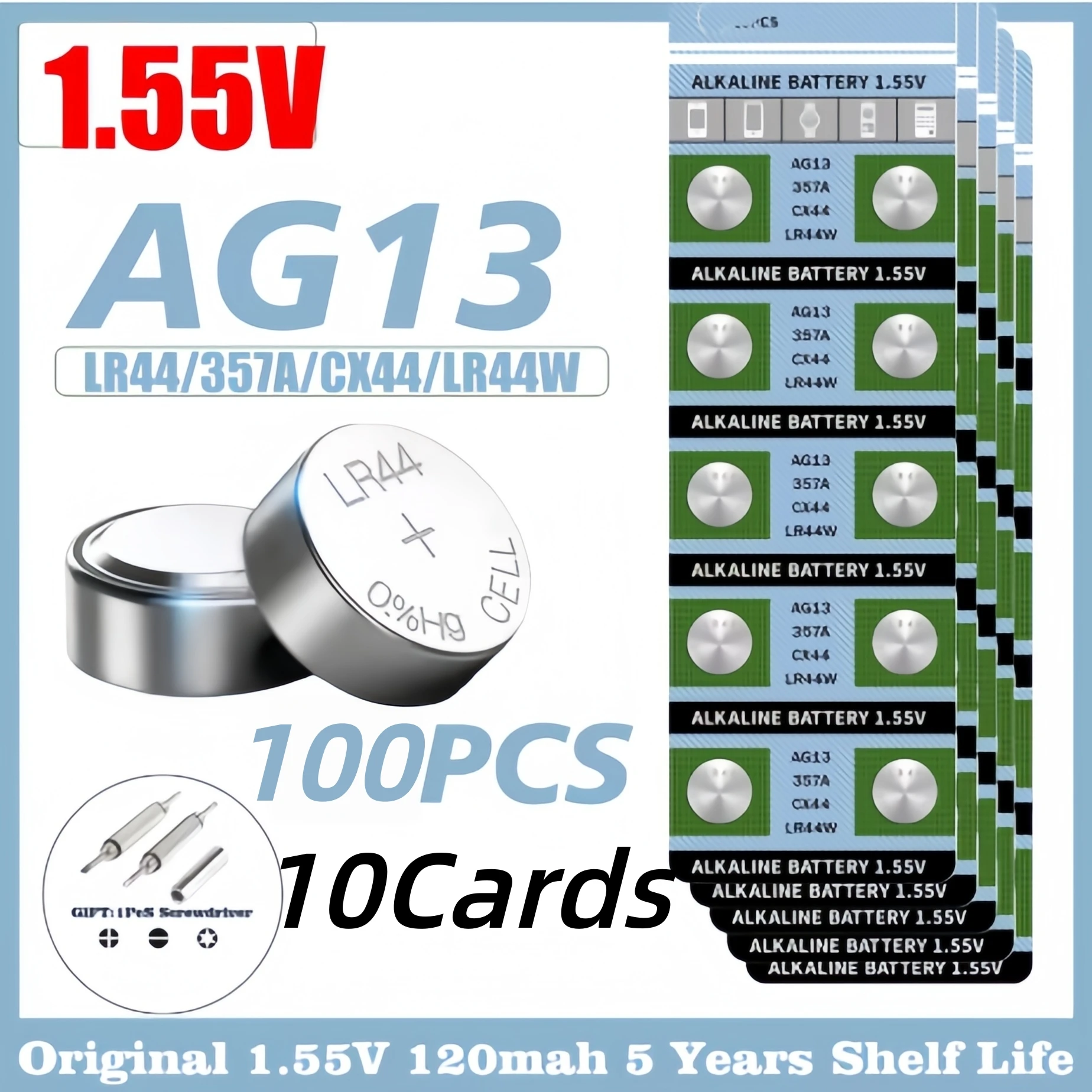 100-500PCS LR44 Button Cell Battery 1.5V AG13 Alkaline Button Battery SR44 LR1154 Button Coin Batteries For Watch Toys Remote