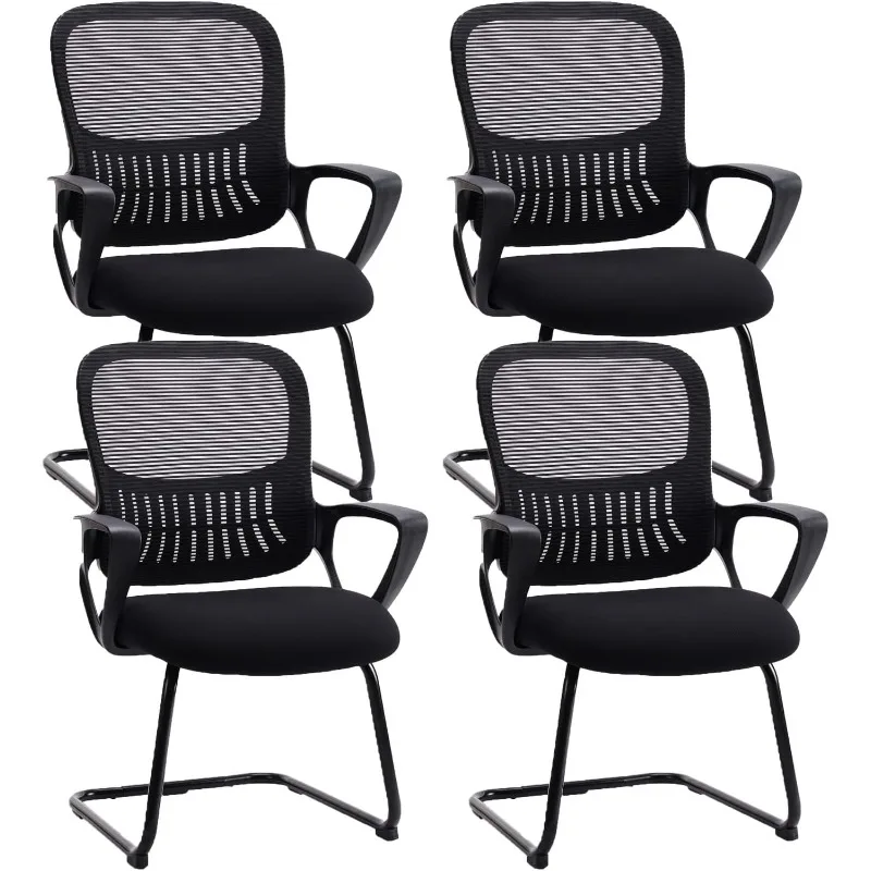 Office Desk Chair No Wheels Set of 4,  Guest Side Chair with Lumbar Support for Home Waiting Area Reception Conference，home.