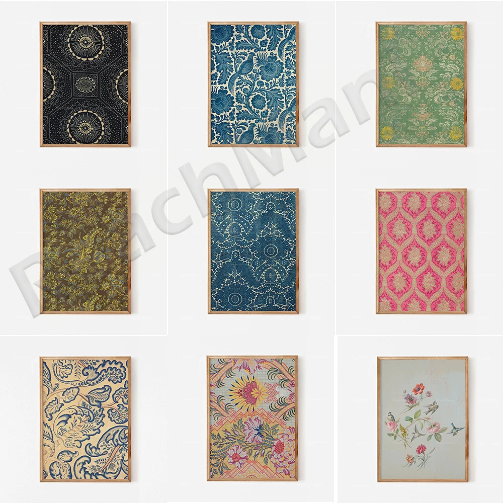Vintage Floral Print - Morocco Italian Greek Bohemian Wall Decor Antique Pattern - Shabby Chic Tribal Victorian Vintage Poster