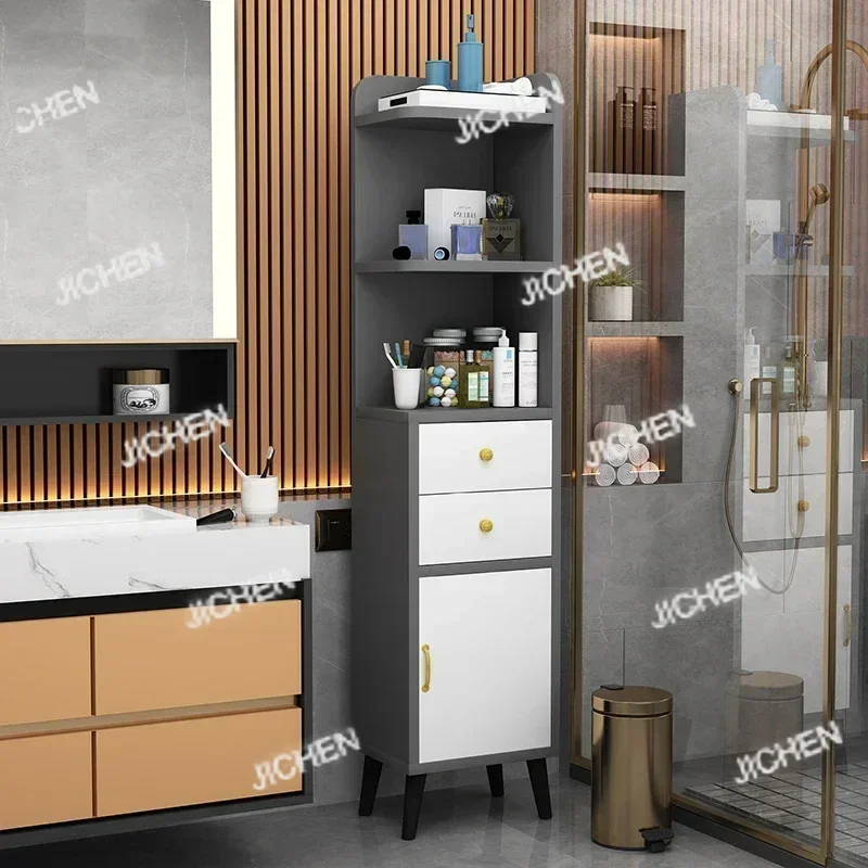 JCQ خزانة حمام خشبية الجرف خزانة الحمام طويل القامة المطبخ تخزين الرف خزانة حمام تخزين الرف أثاث المنزل #5