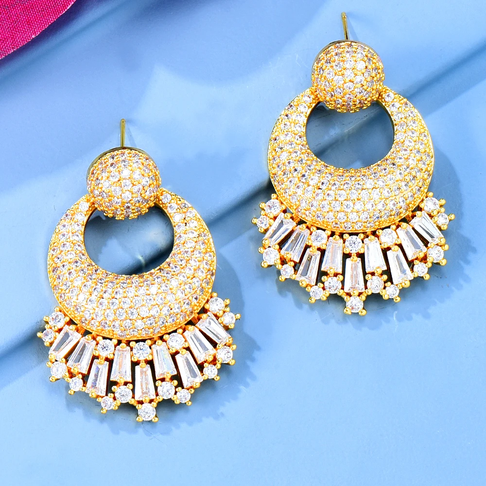 

missvikki Round Pendant Earrings Full Cubic Zirconia Earrings For Woman Jewelry New Design Fashion Boucle D'oreille Femme
