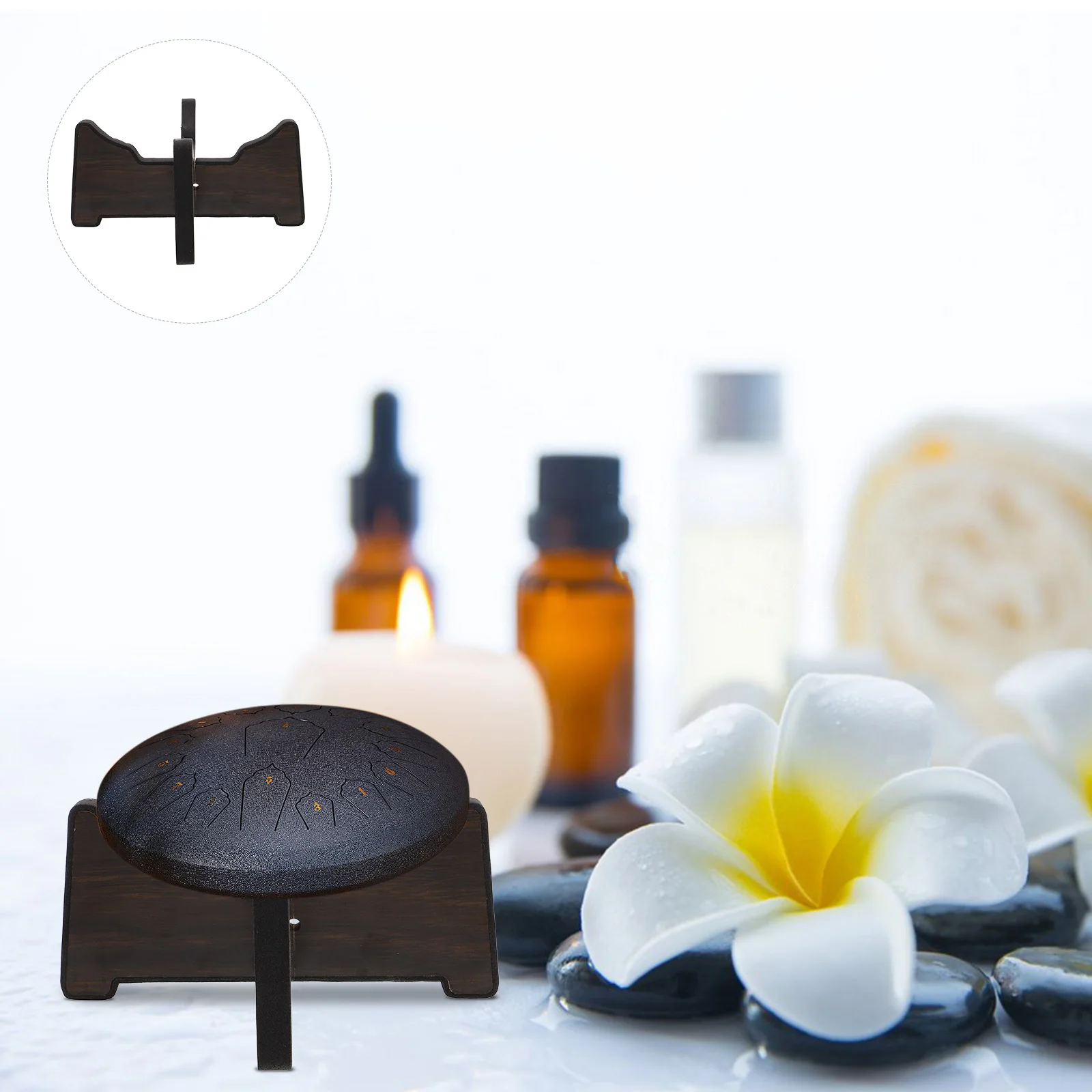 

Small Handpan Holder Wooden Drum Stand Compact Stable Support for Handpan Tongue Drum Portable Percussion Display Rack