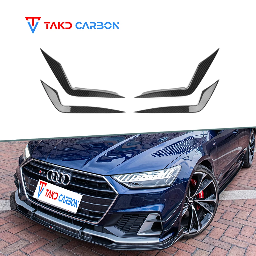 Brand New Design Dry Carbon Fiber Front Bumper Canards For AUDI A7 A7L S7 C8 2019-2023