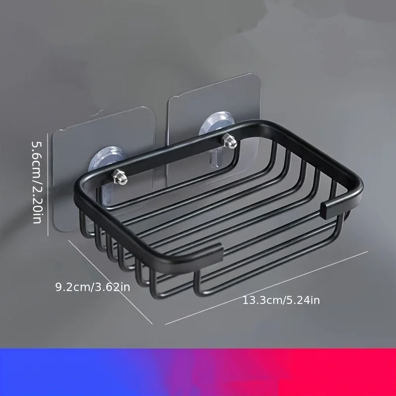 1pc Wall Mounted Aluminum Soap Rack, Kitchen, Bathroom, Draining Soap Mesh, Soap Storage Rack, Multi-purpose