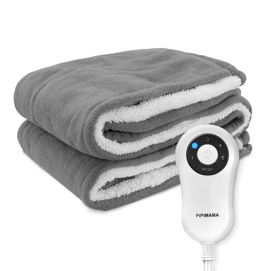 

Electric Throw Blanket 50 x 60 Sherpa and Polar Fleece Heating Blanket, 5 Heating Levels and 4 Hours autoOff, Overheat Protectio
