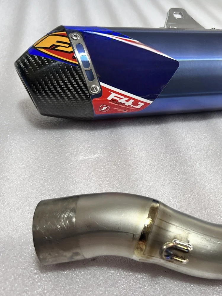 For Kawasaki System Flame Design Blue/Black/Silver Finish Includes Muffler KXF450 Pipe Titanium Exhaust KX450F/KXF450/KX250F