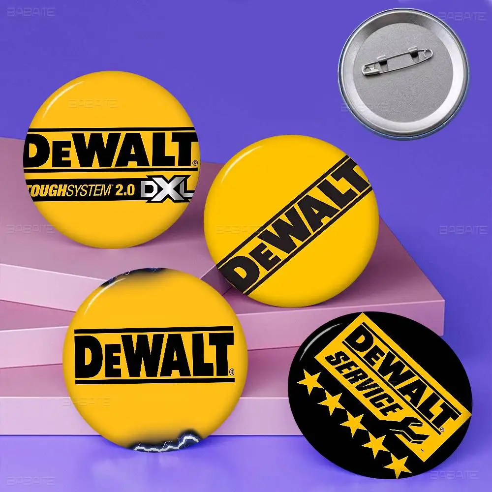 D-Dewalts Logo Creative Pins Funny Round Snap-in Brooch Badge Backpack Hat Accessories Jewelry Gifts for Friend