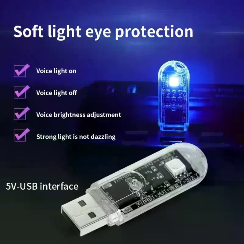

AI Voice-controlled USB Sound-activated LED Night Light/bedside Sleep Light