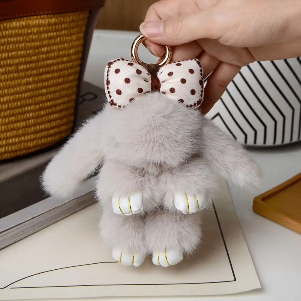 

Bag Pendant Fashion Pluff Bunny Keychain Lovely Fluffy Play Dead Rabbit Doll Cute Bowknot Rabbit Fur Keychain Children's Toys