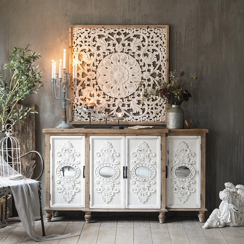 French carved wooden wall decoration, homestay wedding photo props