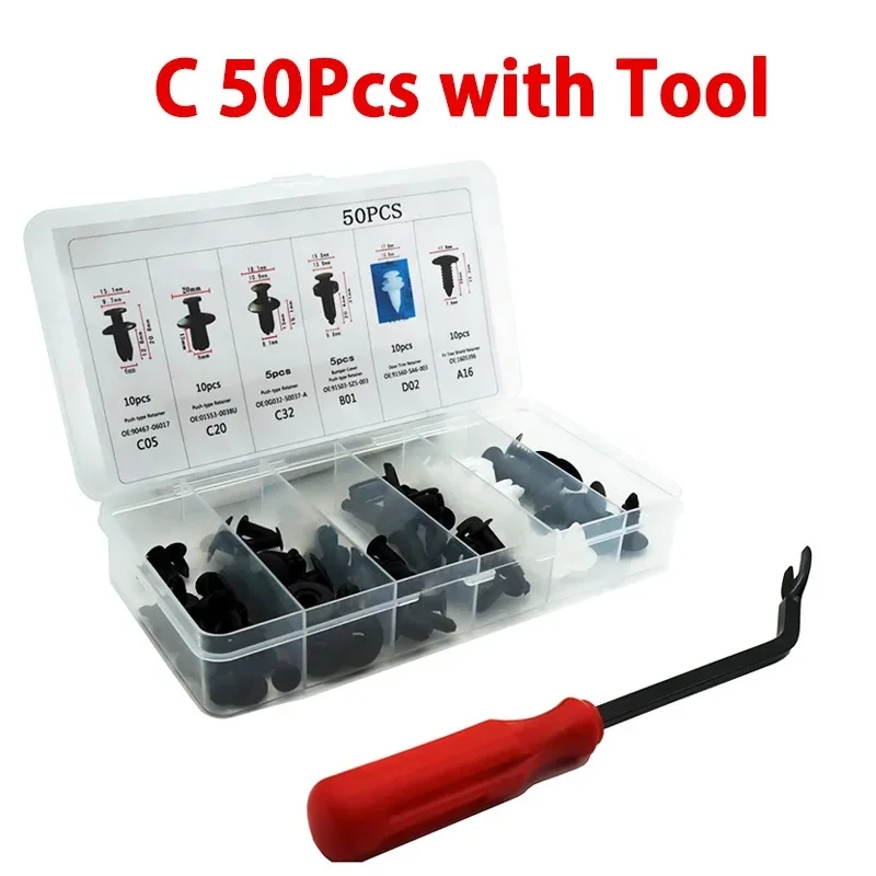 Mixed Car Body Push Retainer Fastener Clip Kit, Rivet for Bumper Door Trim Panel, 50/100Pcs Box or Bag Packaging