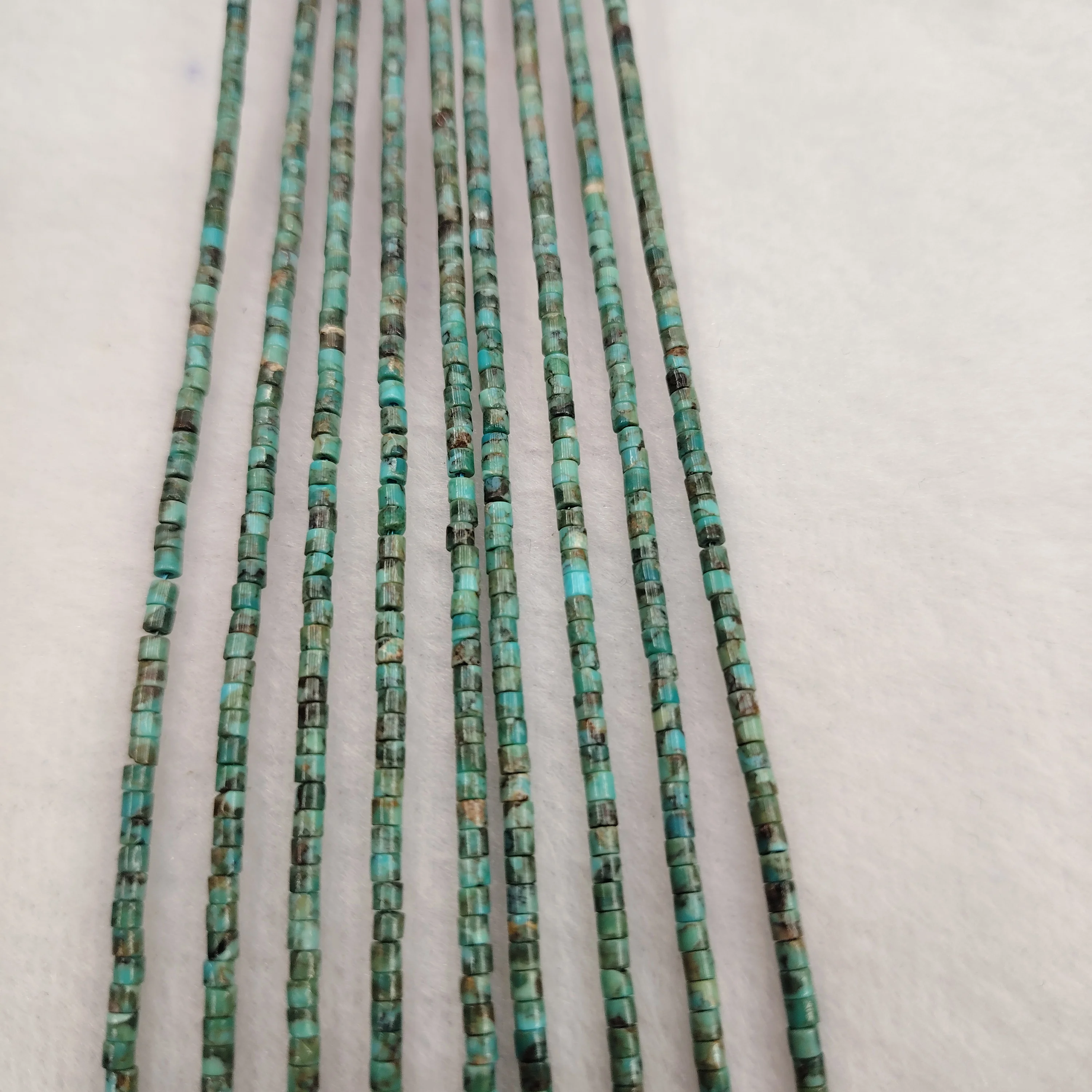 Wholesale Natural Hubei Turquoise 1x2mm/3mm Partition Straight Cut Length:39cm