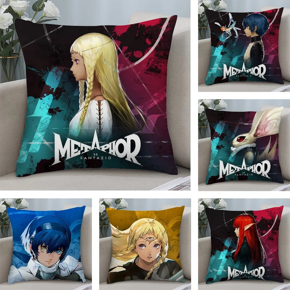 

M-Metaphor R-ReFantazioS Pillow Case Short Plush Pillow Covers Sofa Decorative Gift Home Double-sided Printing Cushion Cover