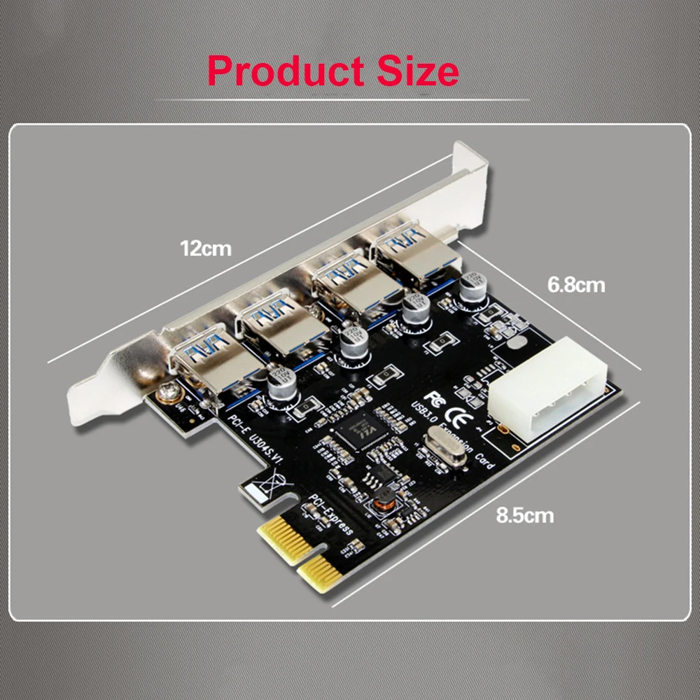 4 Port USB 3.0 PCI-E Expansion Card PCI Express PCIe USB 3.0 HUB Adapter 4-Port USB3.0 Controller USB 3 0 PCI e PCIe Express 1X