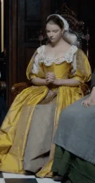 Cosplaydiy-vestido amarillo para Cosplay de miniaturista, traje de muñeca de los años 1680, Vintage, Medieval, histórico, de cintura alta