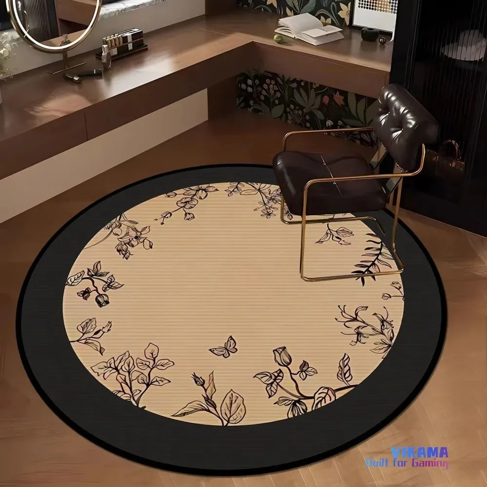 

Vintage Leaf & Butterfly Round Rug – Non-Slip, Waterproof, Machine Washable Floor Decor for Living Room