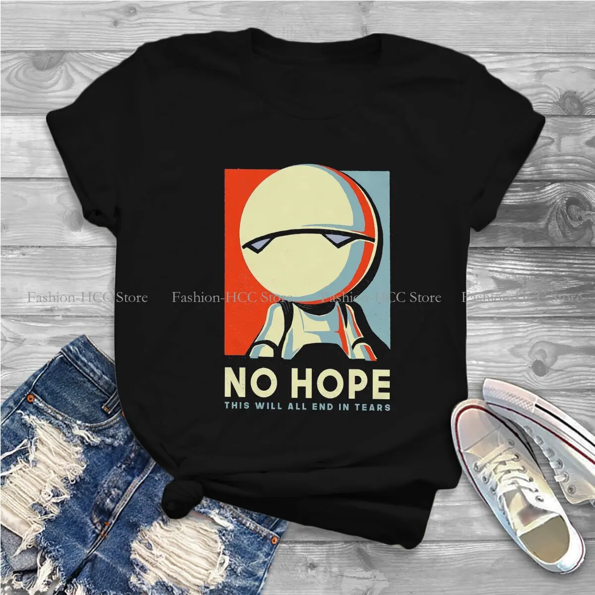 No hope Marvin  Funny Voting Sign Parody Harajuku Polyester TShirt The Hitchhiker's Guide to the Galaxy T Shirt Female Tee