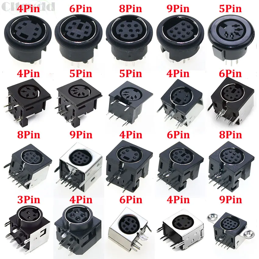 1szt S Terminal Audio Video Din żeńskie złącze wtykowe S-video PCB Mount 3/4/5/6/8/9Pin Silver Tone PS2 Circular DIN Micro Jack