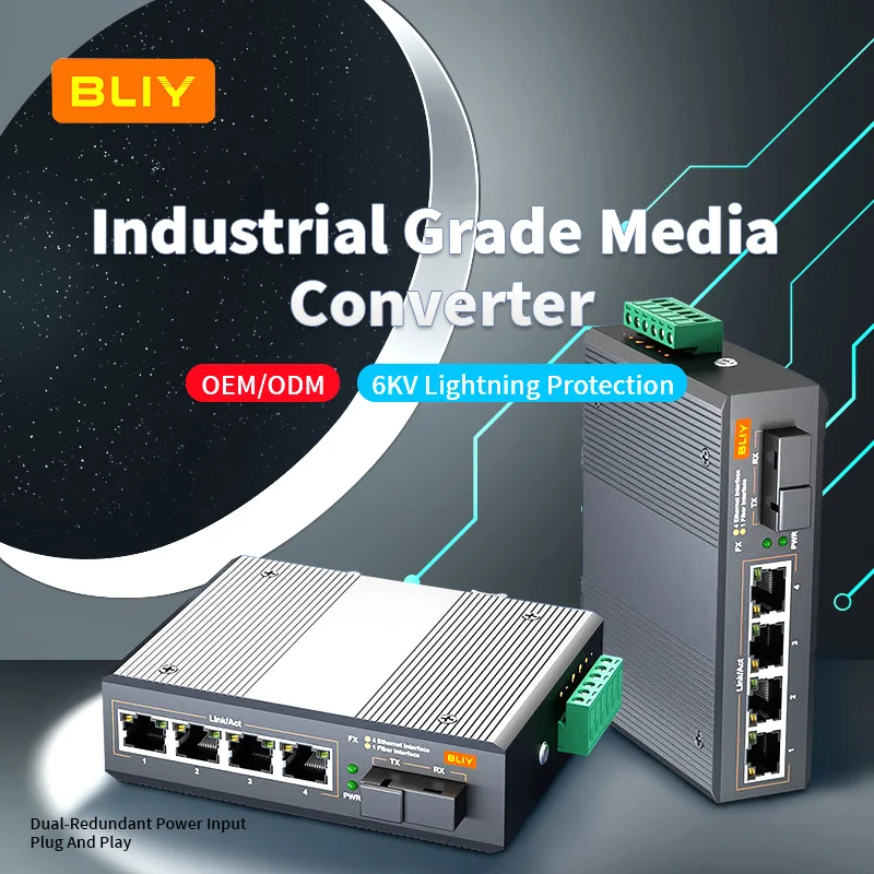 switch-gigabit-bliy-di-grado-industriale-con-1-porta-ottica-e-4-porte-elettriche-sc-sfp-poe-opzionale