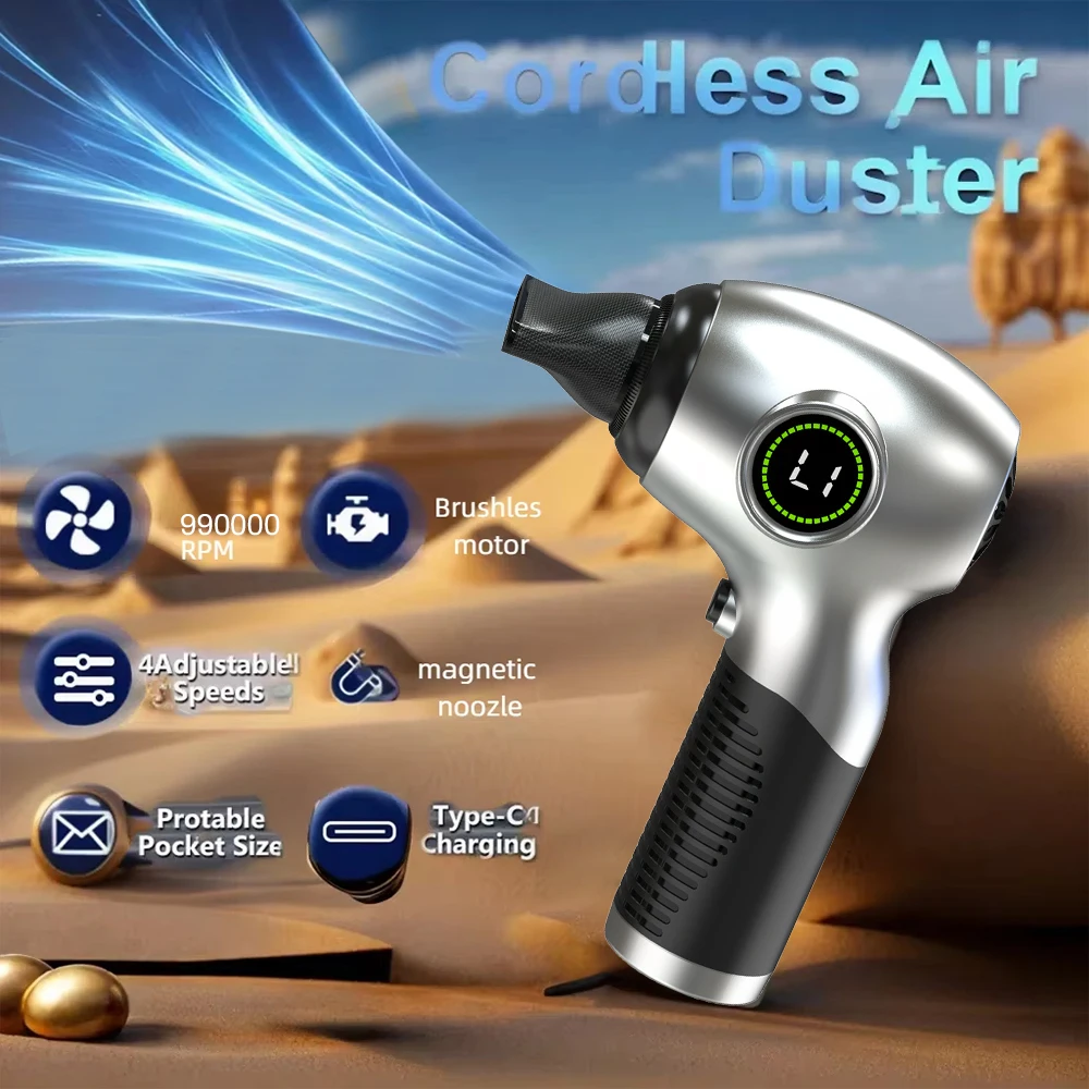 

New 990000RPM Violent Fan Brushless Turbo Jet Blower Powerful Air Blower Vacuum Dust Cleaner Type-C Charging Strong Winds 54m/s