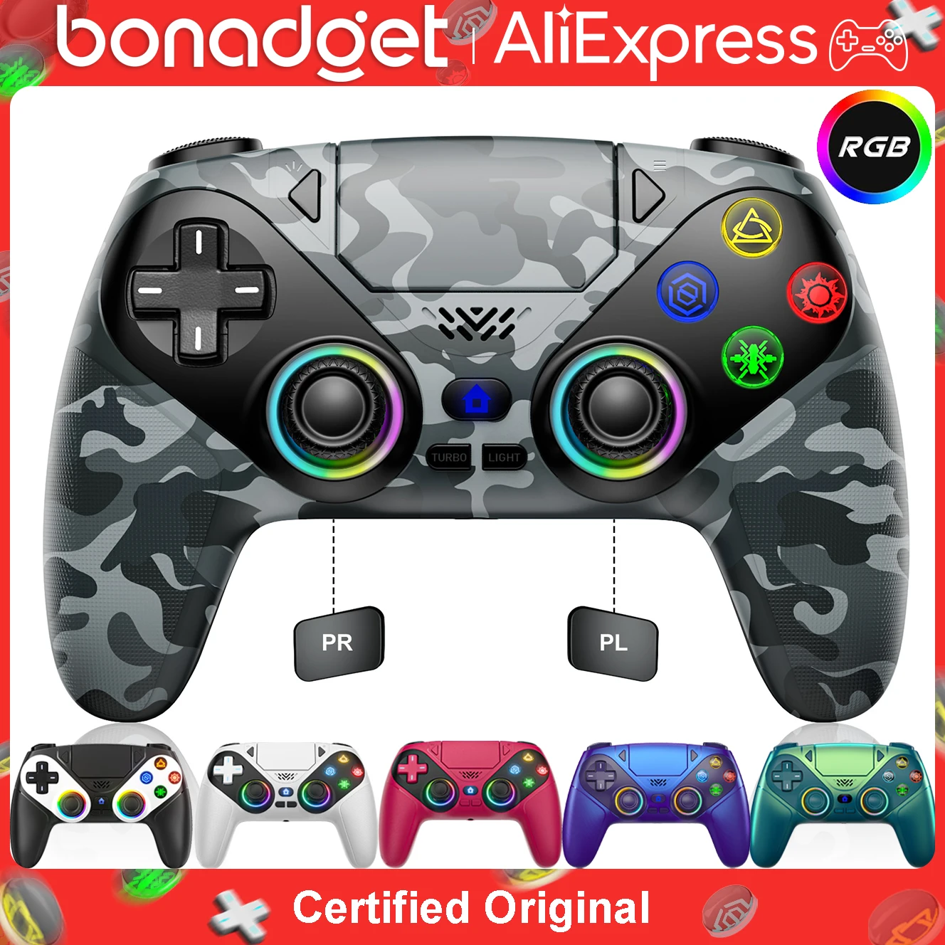 Controller For Playstation 5 PS5/PS5 Pro/Slim/PC Gamepads W/Hall Effect RGB Wireless Game Control Joystick Marco/Turbo Program