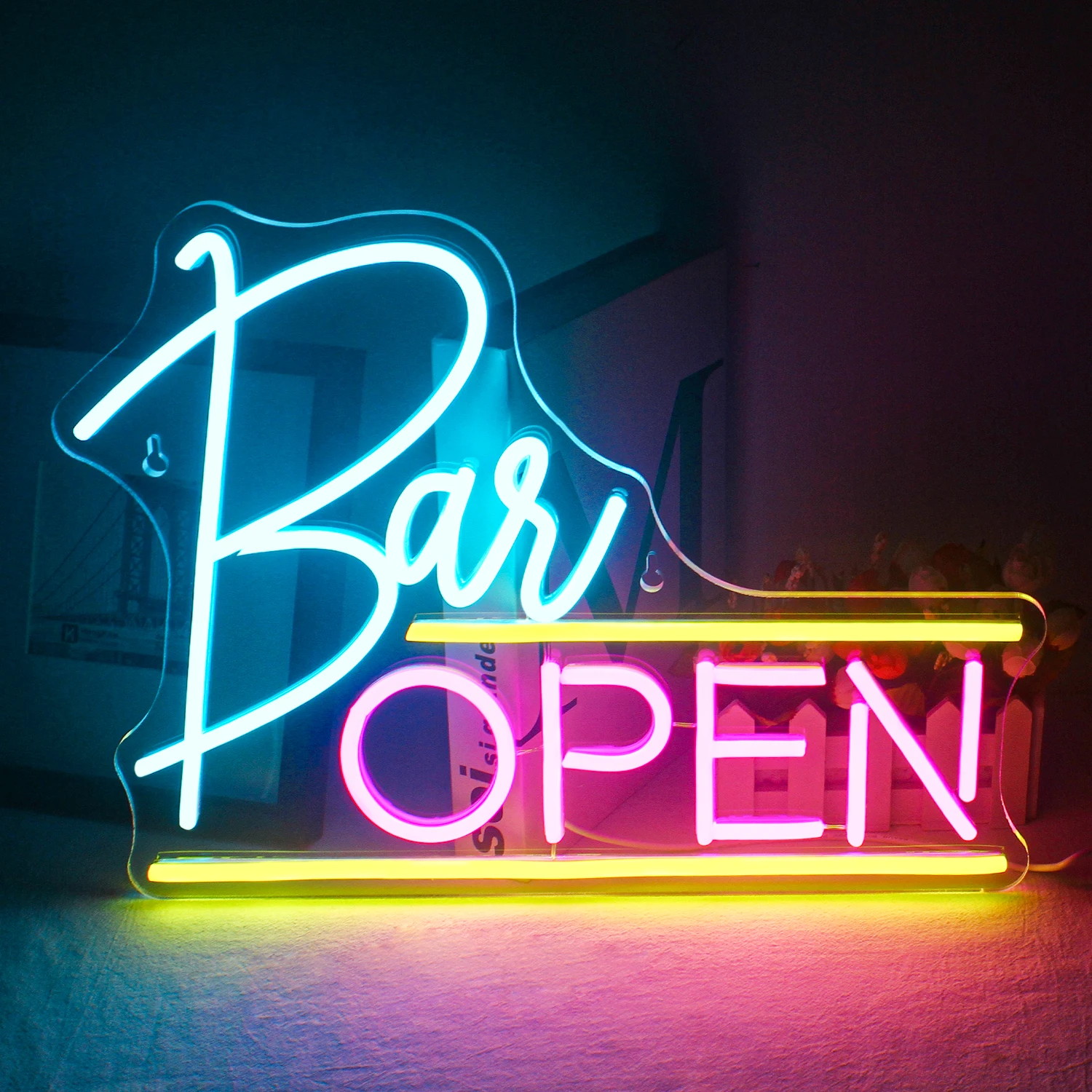 Neon Bar Sign Light Neon Open Sign Bar Neon Bar Signs Bar Open Neon Lighted Open Bar Business Sign Bar LED Light wall decoration