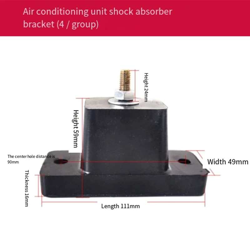 LICE-4 Pack Cushion Air Conditioner Rubber Shock Absorbing Anti-Vibration Isolator Pads Bracket Black