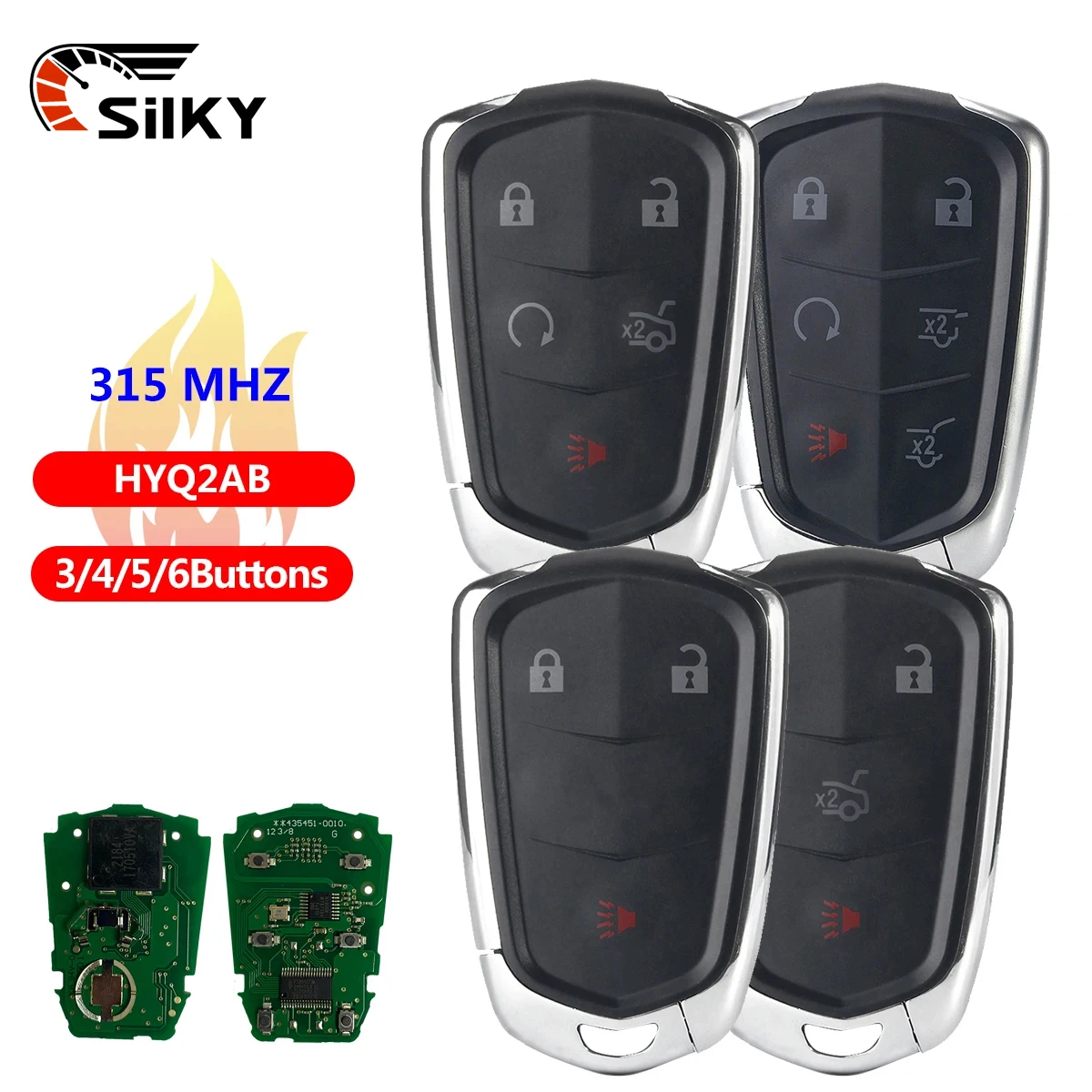 

SilKY Smart Remote Key 2+1/3+1/4+1/5+1 Buttons 315MHz HYQ2AB ID46 Chip Keyless For Cadillac ATS CTS 17-2019 XTS CT6 XT5 SUV