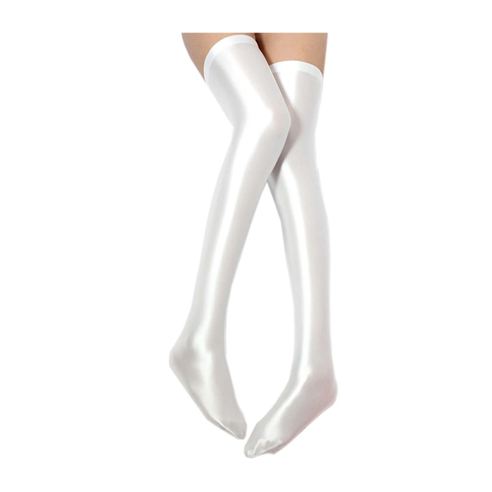 Sexy Glossy Silky Women's over Knee Socks Japanese Thigh High Stockings Solid Shiny Smooth Elastic Sports Leggings