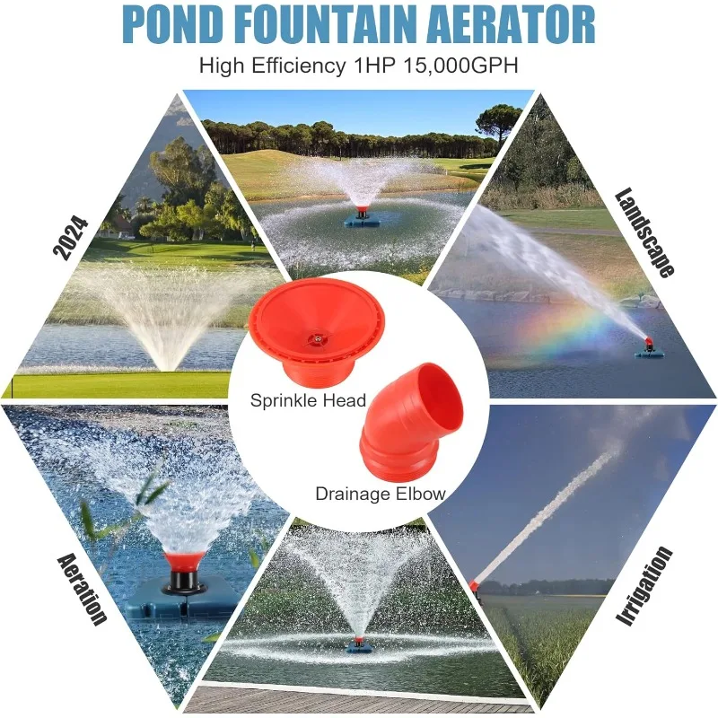 home.Pond Fountain Aerator, F1-3 750W 110V PowerfuI , for Small Large Ponds Lake Pond Jet System