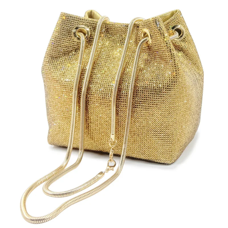 

Diamond Bucket Wedding Party Rhinestone Shiny High Tote Bag Ladies Tote Chain Dinner Bag Bolsas De Fiesta Noche Rhinestone Purse