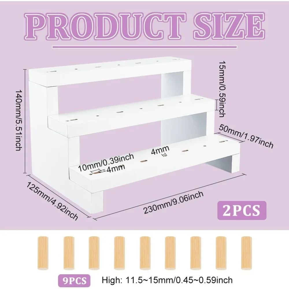 2 ชิ้น Cakesicle ขาตั้งจอแสดงผล 3 ชั้นสีขาวไม้เค้ก Pop Stand Riser 27 หลุม Sucker สําหรับโต๊ะขนมหวานไม้