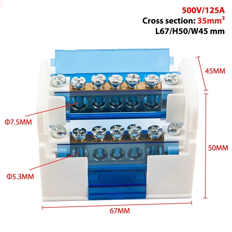 1PC Din Rail Terminal Block WDH207 Power Distribution Box Modular Screw Connection Block Universal Electric Wire Junction Box