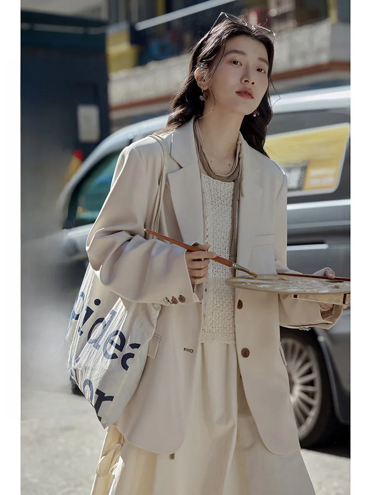 

Cherry Blossom Color Women's Suit Jaet Spring 2026 New Small Size High-End Design Sensation Western Sle Casual Wear