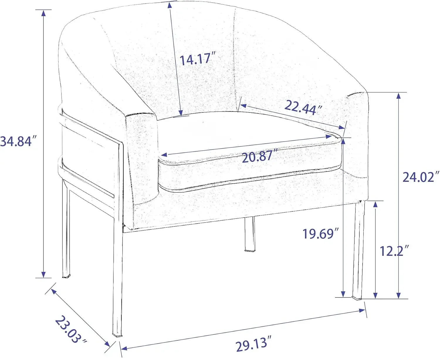 annjoe Accentstoel Woonkamerstoel Fauteuil Gestoffeerd Vrije tijd met metalen framepoten voor thuiskeuken Slaapkamer