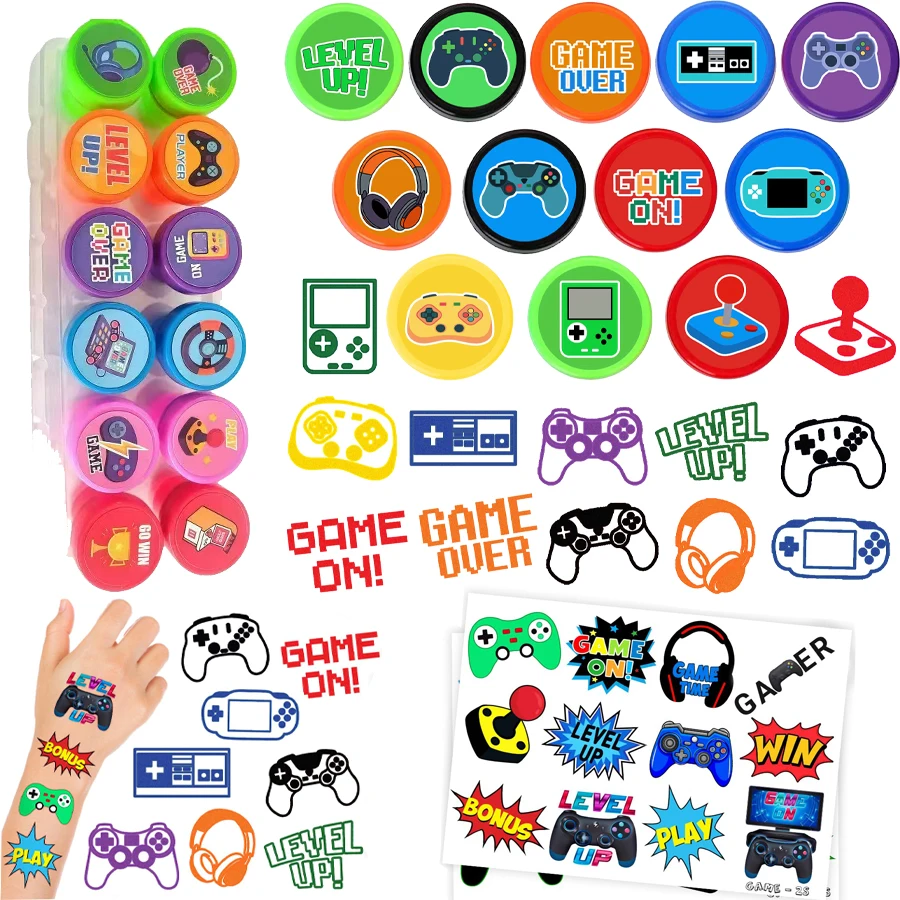 

Video Game Self-Inking Stamp Party Favor Gift for Gamers Game On Controller Design Perfect Birthday Souvenir Decoration Supplies