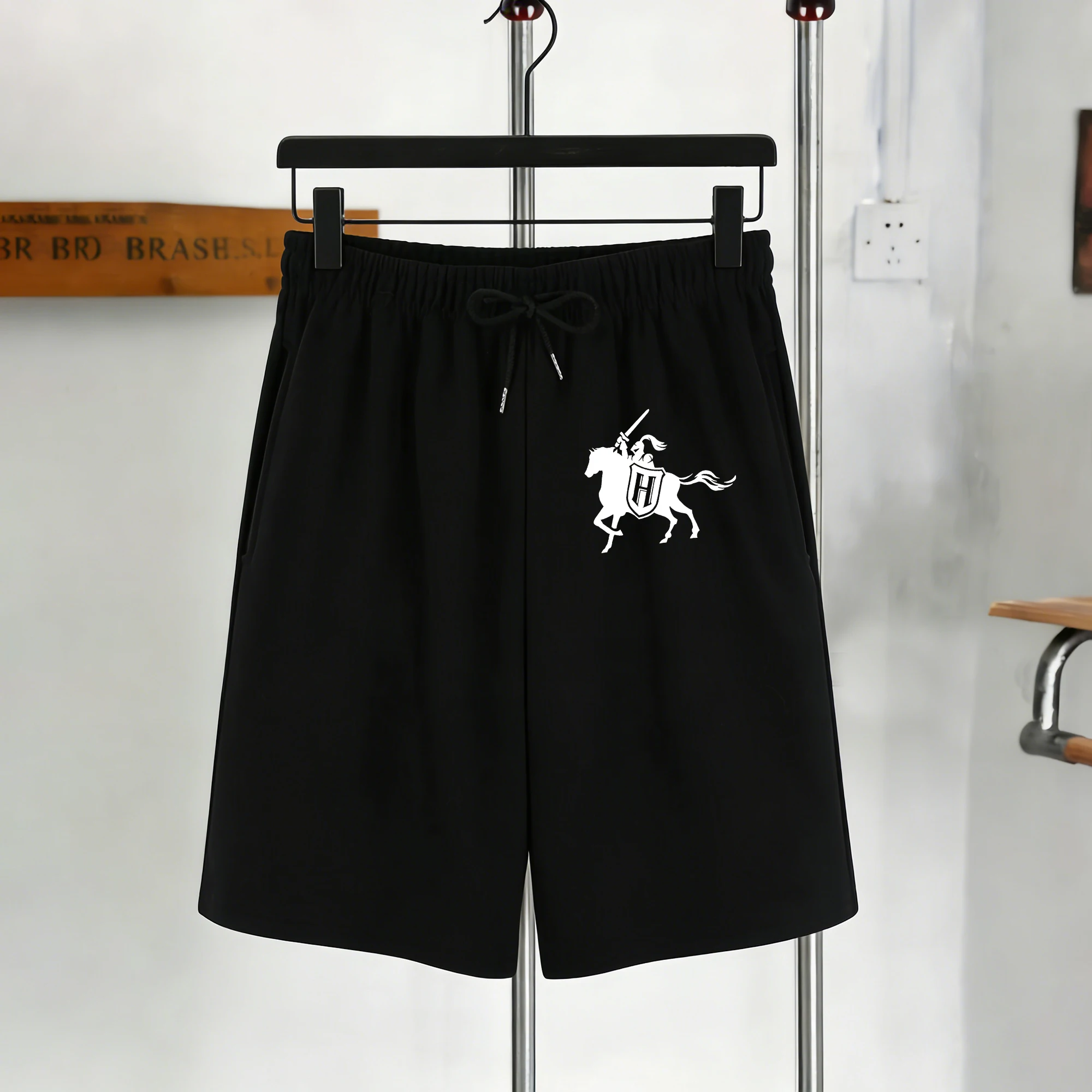 The Knight Holds A Sword Printed Sports Pants Man Summer Pocket Drawstring Shorts Casual Loose Shortwear Soft Unisex Sweatpants